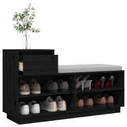 Armoire à chaussures Noir 110x34x61 cm Bois de pin massif 