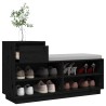 Armoire à chaussures Noir 110x34x61 cm Bois de pin massif 
