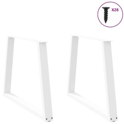 Pieds de table à manger en forme de V, 2 pièces, blanc, 100 x (72-73,3) cm, acier 