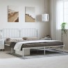 Cadre de lit métal sans matelas et tête de lit blanc 193x203 cm 