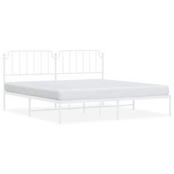 Cadre de lit métal sans matelas et tête de lit blanc 193x203 cm 