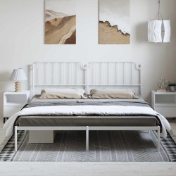 Cadre de lit métal sans matelas et tête de lit blanc 193x203 cm 