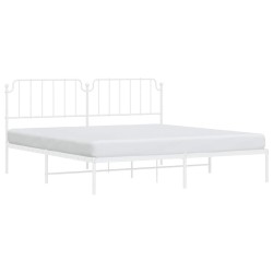 Cadre de lit métal sans matelas et tête de lit blanc 193x203 cm 
