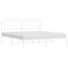 Cadre de lit métal sans matelas et tête de lit blanc 193x203 cm 