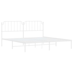 Cadre de lit métal sans matelas et tête de lit blanc 193x203 cm 