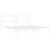 Cadre de lit métal sans matelas et tête de lit blanc 193x203 cm 