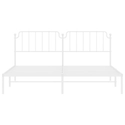 Cadre de lit métal sans matelas et tête de lit blanc 193x203 cm 
