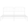 Cadre de lit métal sans matelas et tête de lit blanc 193x203 cm 
