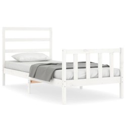 Cadre de lit sans matelas blanc bois de pin massif 
