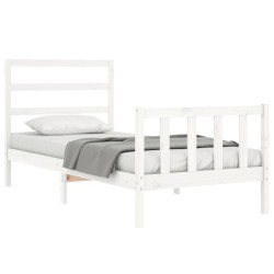 Cadre de lit sans matelas blanc bois de pin massif 
