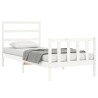 Cadre de lit sans matelas blanc bois de pin massif 
