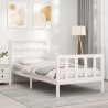 Cadre de lit sans matelas blanc bois de pin massif 