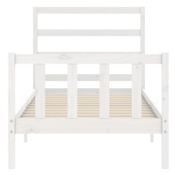 Cadre de lit sans matelas blanc bois de pin massif 