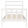 Cadre de lit sans matelas blanc bois de pin massif 