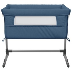Lit pour bébé avec matelas Bleu marine Tissu de lin 