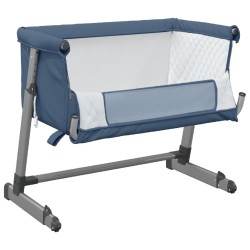 Lit pour bébé avec matelas Bleu marine Tissu de lin 