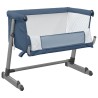 Lit pour bébé avec matelas Bleu marine Tissu de lin 