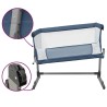 Lit pour bébé avec matelas Bleu marine Tissu de lin 