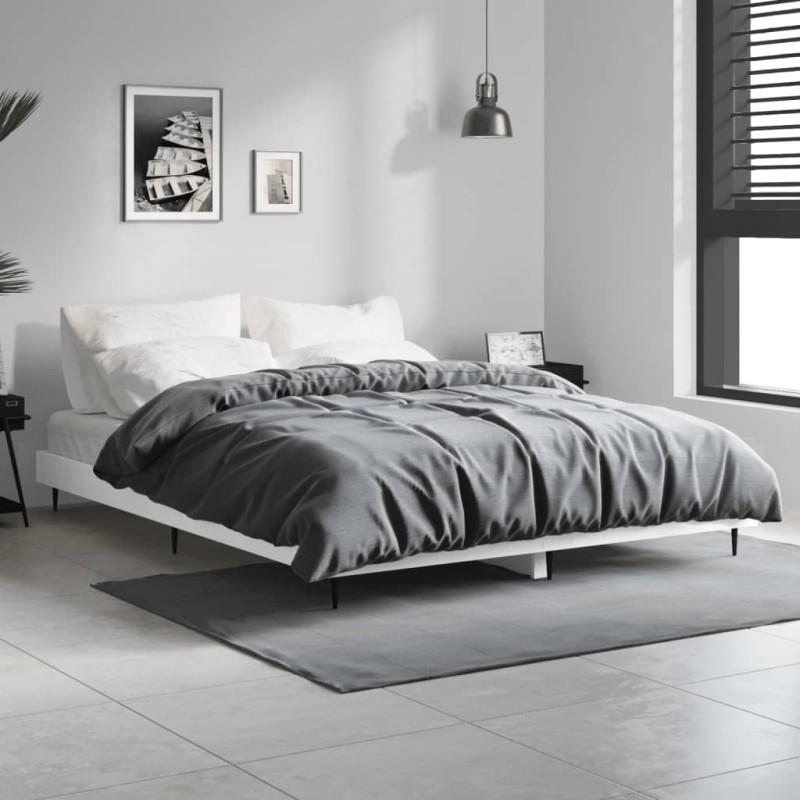 Cadre de lit sans matelas blanc 140x190 cm bois d'ingénierie Cadre de lit sans matelas blanc 140x190 cm bois d'ingénierie