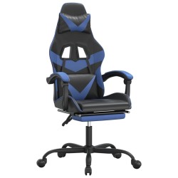 Chaise de jeu pivotante et repose-pied Noir et bleu Similicuir 