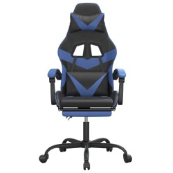 Chaise de jeu pivotante et repose-pied Noir et bleu Similicuir 