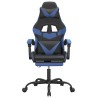 Chaise de jeu pivotante et repose-pied Noir et bleu Similicuir 