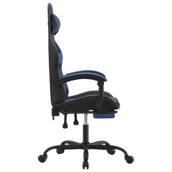 Chaise de jeu pivotante et repose-pied Noir et bleu Similicuir 