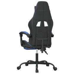 Chaise de jeu pivotante et repose-pied Noir et bleu Similicuir 