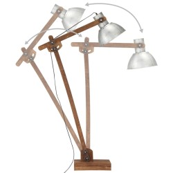 Lampadaire Argenté Bois de manguier massif E27 