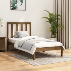 Cadre de lit sans matelas marron miel pin massif 100x200 cm 