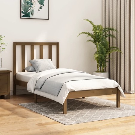 Cadre de lit sans matelas marron miel pin massif 100x200 cm 