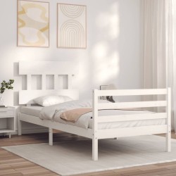 Cadre de lit sans matelas blanc 100x200 cm bois massif 