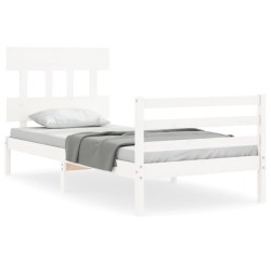 Cadre de lit sans matelas blanc 100x200 cm bois massif 