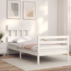 Cadre de lit sans matelas blanc 100x200 cm bois massif 