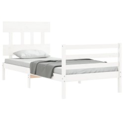 Cadre de lit sans matelas blanc 100x200 cm bois massif 