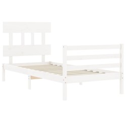 Cadre de lit sans matelas blanc 100x200 cm bois massif 