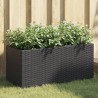 Jardinières avec 2 pots 2 pcs noir 72x30x32 cm résine tressée 