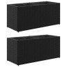 Jardinières avec 2 pots 2 pcs noir 72x30x32 cm résine tressée 