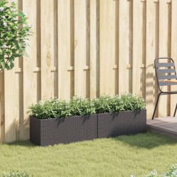 Jardinières avec 2 pots 2 pcs noir 72x30x32 cm résine tressée 