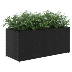 Jardinières avec 2 pots 2 pcs noir 72x30x32 cm résine tressée 