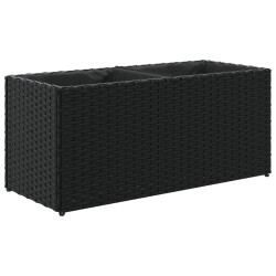 Jardinières avec 2 pots 2 pcs noir 72x30x32 cm résine tressée 