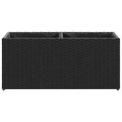 Jardinières avec 2 pots 2 pcs noir 72x30x32 cm résine tressée 