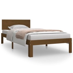 Cadre de lit sans matelas Marron miel Bois pin massif 90x200 cm 