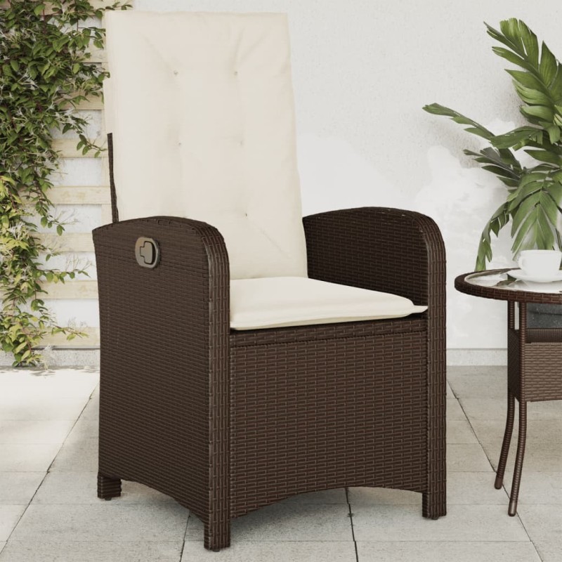 Chaise inclinable de jardin avec coussins marron résine tressée 