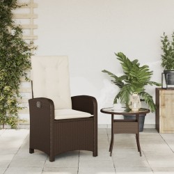 Chaise inclinable de jardin avec coussins marron résine tressée 