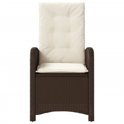 Chaise inclinable de jardin avec coussins marron résine tressée 