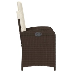 Chaise inclinable de jardin avec coussins marron résine tressée 