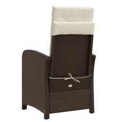 Chaise inclinable de jardin avec coussins marron résine tressée 
