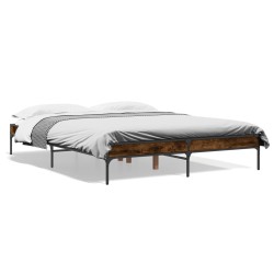 Cadre de lit sans matelas chêne fumé 150x200 cm 