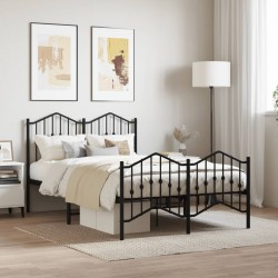 Cadre de lit métal sans matelas avec pied de lit noir 120x200cm 